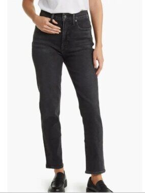 Madewell Perfect Vintage Jean 26P Black Gray High Rise Mom Straight Ankle Jeans
